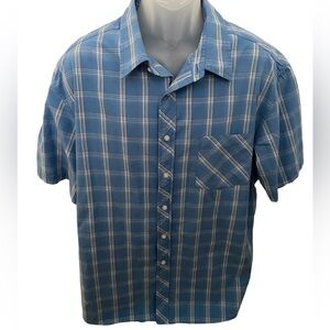 QUIKSILVER Edition Blue & Gray Plaid Collared Shirt Men 2XL XXL Regular Fit
